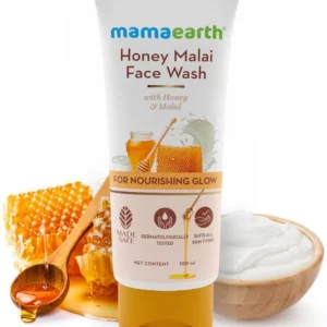 mamaearth face wash, nourishing glow, with honey and malai